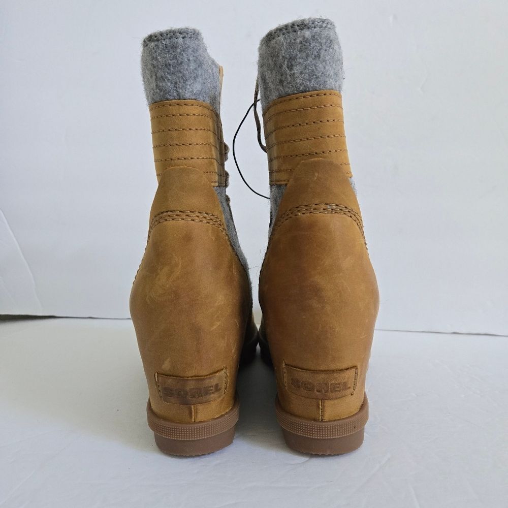 Sorel Lexie Wedge Felt Leather Lace Up Boots Size 9 - Picture 6 of 13